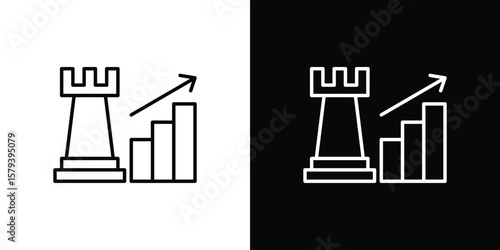 Marketing strategy icon in outline and solid vector sign for web
