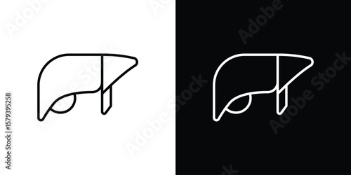 Liver icon in outline and solid vector sign for web