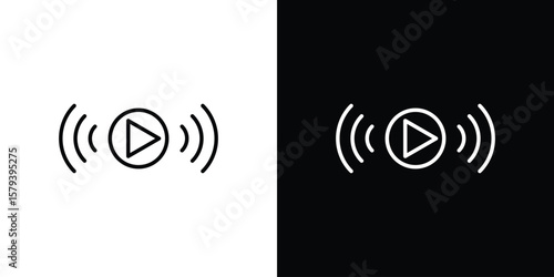 Livestream icon in outline and solid vector sign for web