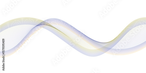 Abstract blue smooth wave on a white background. Dynamic sound wave. Design element. Vector illustration. 
