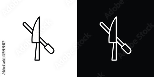 Knife sharpener icon in outline and solid vector sign for web