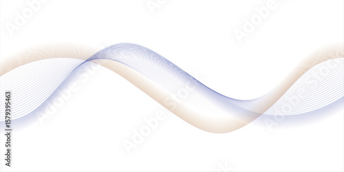 Abstract blue smooth wave on a white background. Dynamic sound wave. Design element. Vector illustration. 
