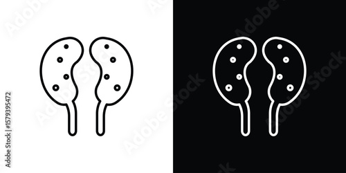 Kidney disease icon in outline and solid vector sign for web