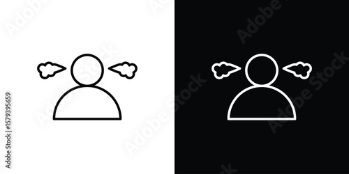 Irritated human icon in outline and solid vector sign for web