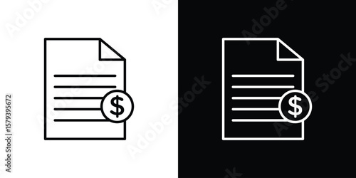 Invoice icon in outline and solid vector sign for web
