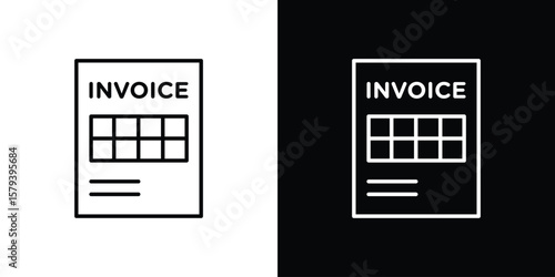 Invoice icon in outline and solid vector sign for web