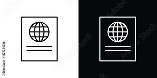 Immigration icon in outline and solid vector sign for web