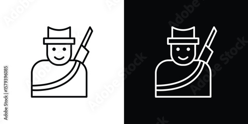 Hunter icon in outline and solid vector sign for web