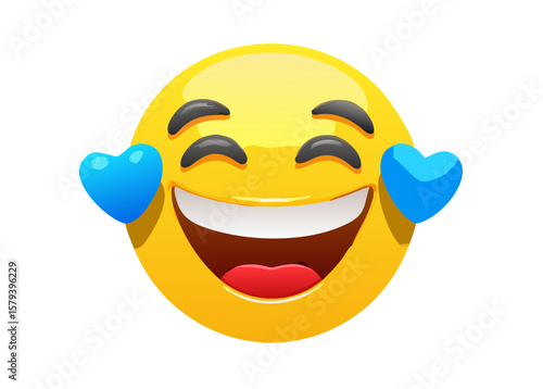 3d yellow emoticon laughing heartily tears of joy streaming down its face with a bright playful design that evokes happiness and lightheartedness
