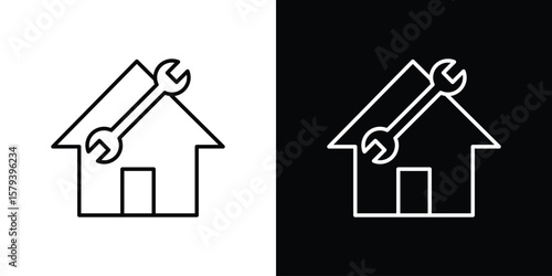 Home repair icon in outline and solid vector sign for web