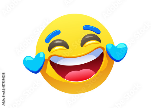 3d yellow emoticon laughing heartily tears of joy streaming down its face with a bright playful design that evokes happiness and lightheartedness
