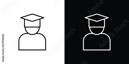 Graduated icon in outline and solid vector sign for web
