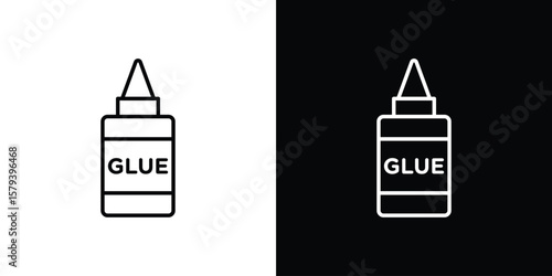 Glue icon in outline and solid vector sign for web