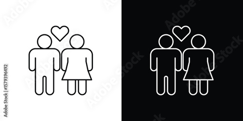 Girlfriend icon in outline and solid vector sign for web