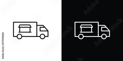 Food truck icon in outline and solid vector sign for web