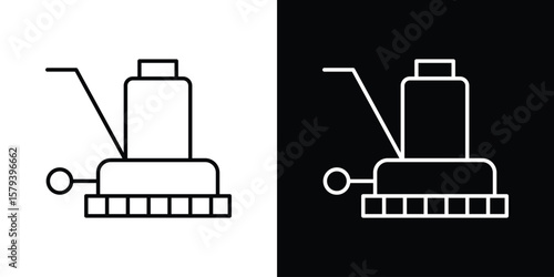 Floor sanding machine icon in outline and solid vector sign for web