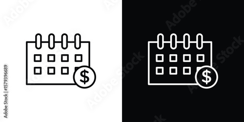 Fiscal year icon in outline and solid vector sign for web