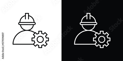 Engineer icon in outline and solid vector sign for web