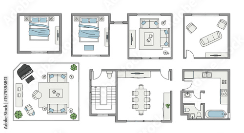 Exploring diverse interior design layouts for modern living spaces showcasing furniture arrangement and room functionality