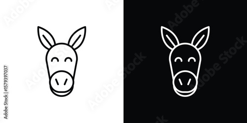 Donkey icon in outline and solid vector sign for web