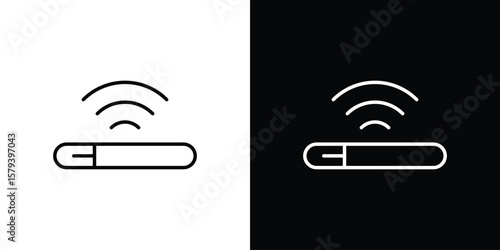 Dog microchip icon in outline and solid vector sign for web