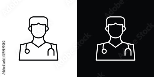 Doctor icon in outline and solid vector sign for web