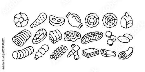 Set of 25 bakery food icons vector