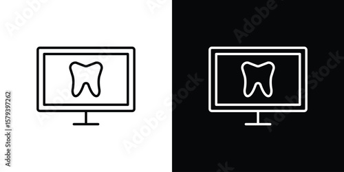 Dental X ray icon in outline and solid vector sign for web