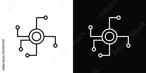 Decentralized icon in outline and solid vector sign for web
