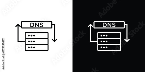 DNS icon in outline and solid vector sign for web