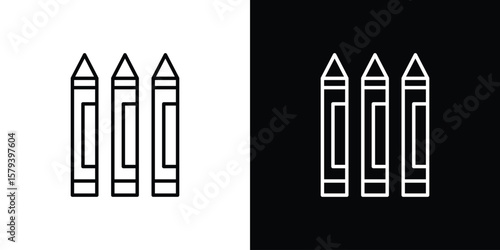Crayon icon in outline and solid vector sign for web