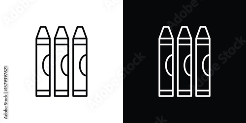 Crayon icon in outline and solid vector sign for web