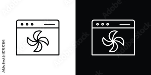 Convection turbofan stove icon in outline and solid vector sign for web