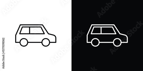 Compact car icon in outline and solid vector sign for web