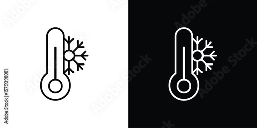 Cold icon in outline and solid vector sign for web