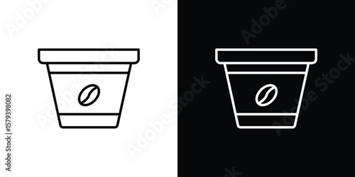 Coffee capsule icon in outline and solid vector sign for web