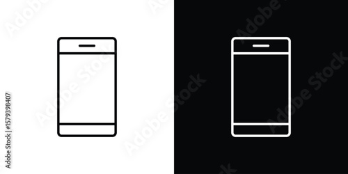 Cell phone icon in outline and solid vector sign for web