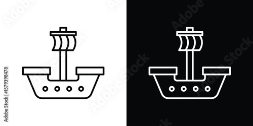 Caravel icon in outline and solid vector sign for web