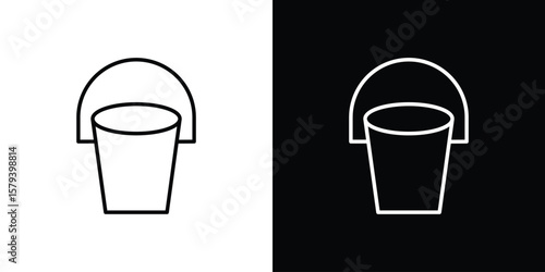 Bucket icon in outline and solid vector sign for web