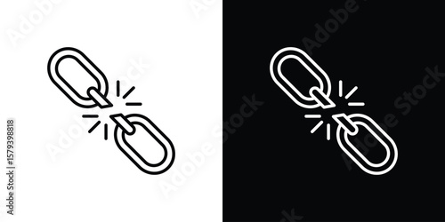 Broken link icon in outline and solid vector sign for web