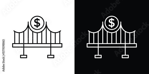 Bridging loan icon in outline and solid vector sign for web