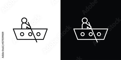 Boat race icon in outline and solid vector sign for web