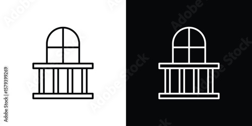 Balcony icon in outline and solid vector sign for web