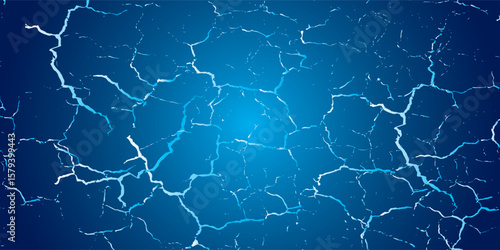 Abstract Blue Cracked Ice or Lightning Pattern Background - Dynamic texture representing power, damage, frozen effects, or futuristic energy
