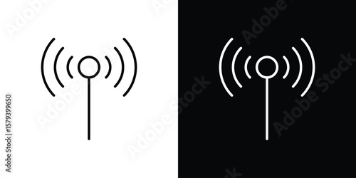 Antenna icon in outline and solid vector sign for web