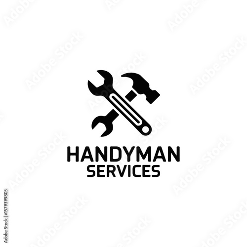 Handyman logo monochrome icons vector design