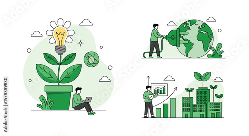 Eco friendly business growth and sustainable development in modern world promoting green energy and environmental protection initiatives for a brighter future