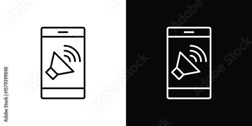 Advertising icon in outline and solid vector sign for web