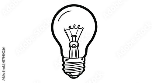 A classic clear incandescent light bulb with a visible filament inside the glass dome on a threaded metal base