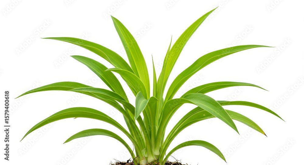 Obraz premium Lush Green Plant on White Background - Vibrant green foliage, symbolizing growth, nature, purity, freshness, and life. A perfect for representing environmental themes or healthy living